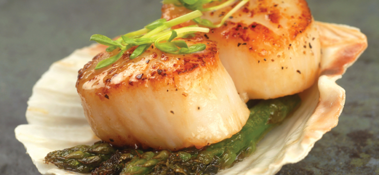 Seared Scallops with Garlic Basil Butter